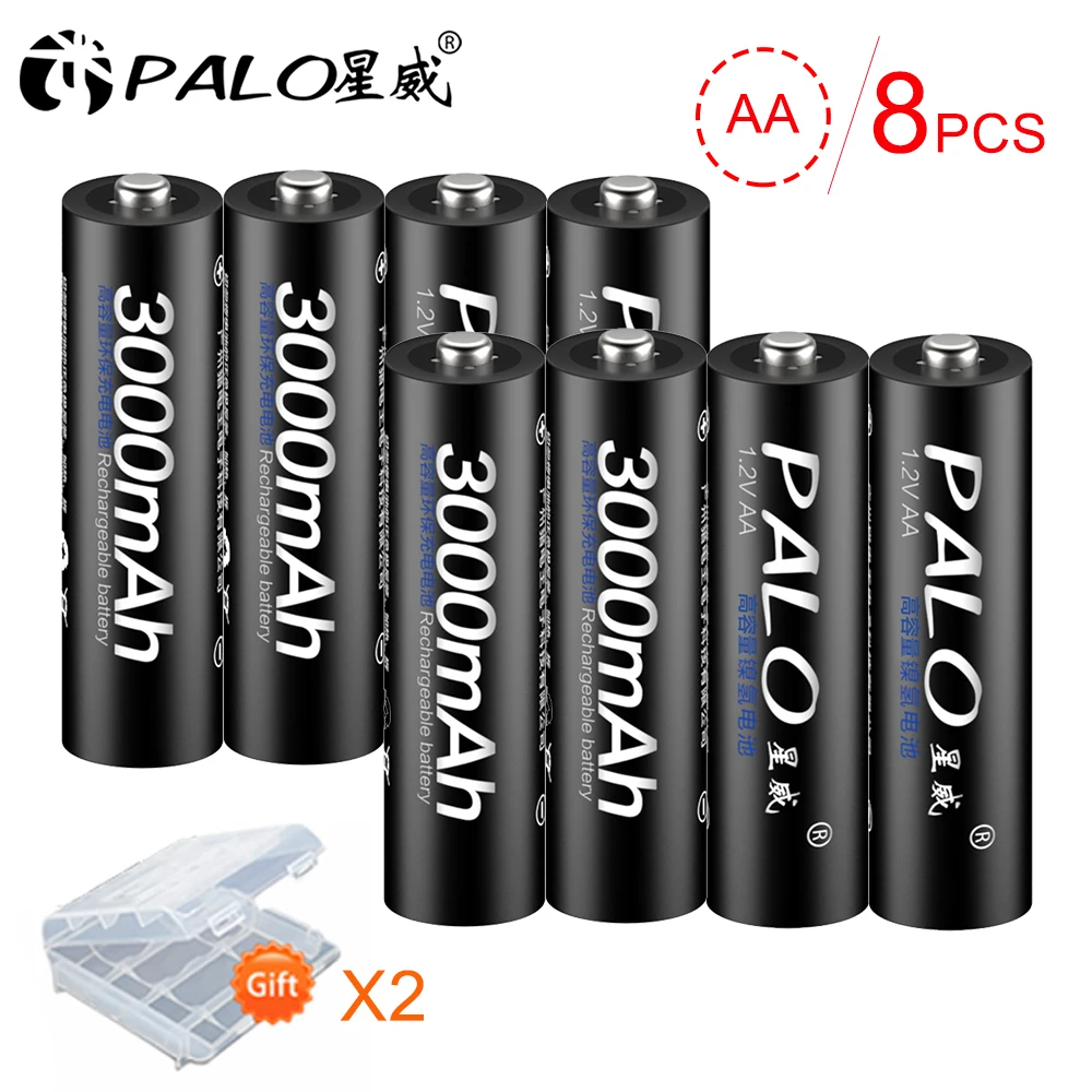 بالو 8 قطعة 2a AA قابلة للشحن بطارية AA نيمه 1.2V 3000mAh aa قابلة للشحن بطاريات للتحكم عن بعد لعبة كاميرا