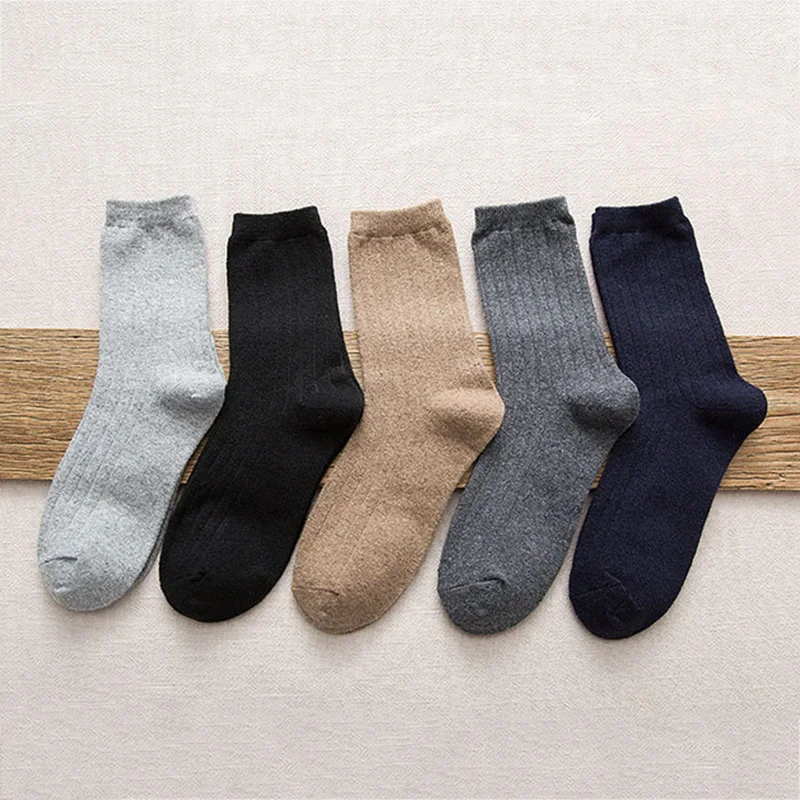 

LKWDer 3 Pairs/lot Autumn And Winter New Medium Tube Mens Wool Socks Business Men Wool Thick Warm Socks Male Socks Adult