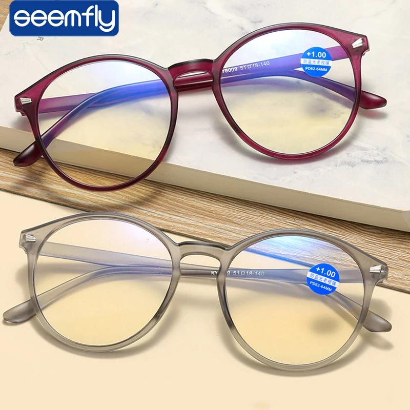 

seemfly Ultralight Polygon Reading Glasses For Men Women Anti Fatigue Computer Eyeglasses Reading Presbyopia Eyewear TR90 Frames