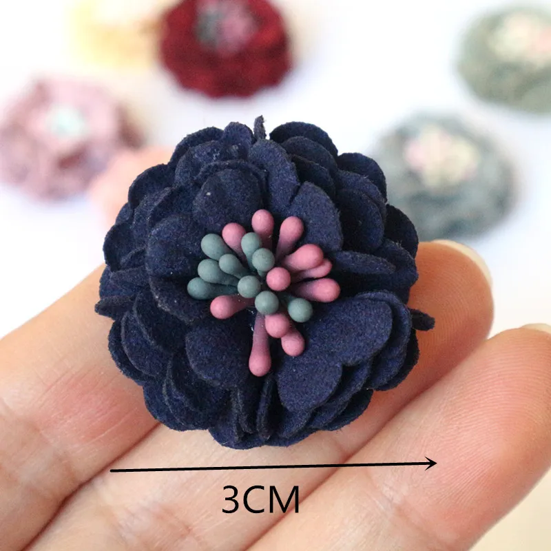 10PCS/Lot 3CM Handmade DIY Fabric Artificial Flowers For Wedding Dress Shoes Hats Decoration