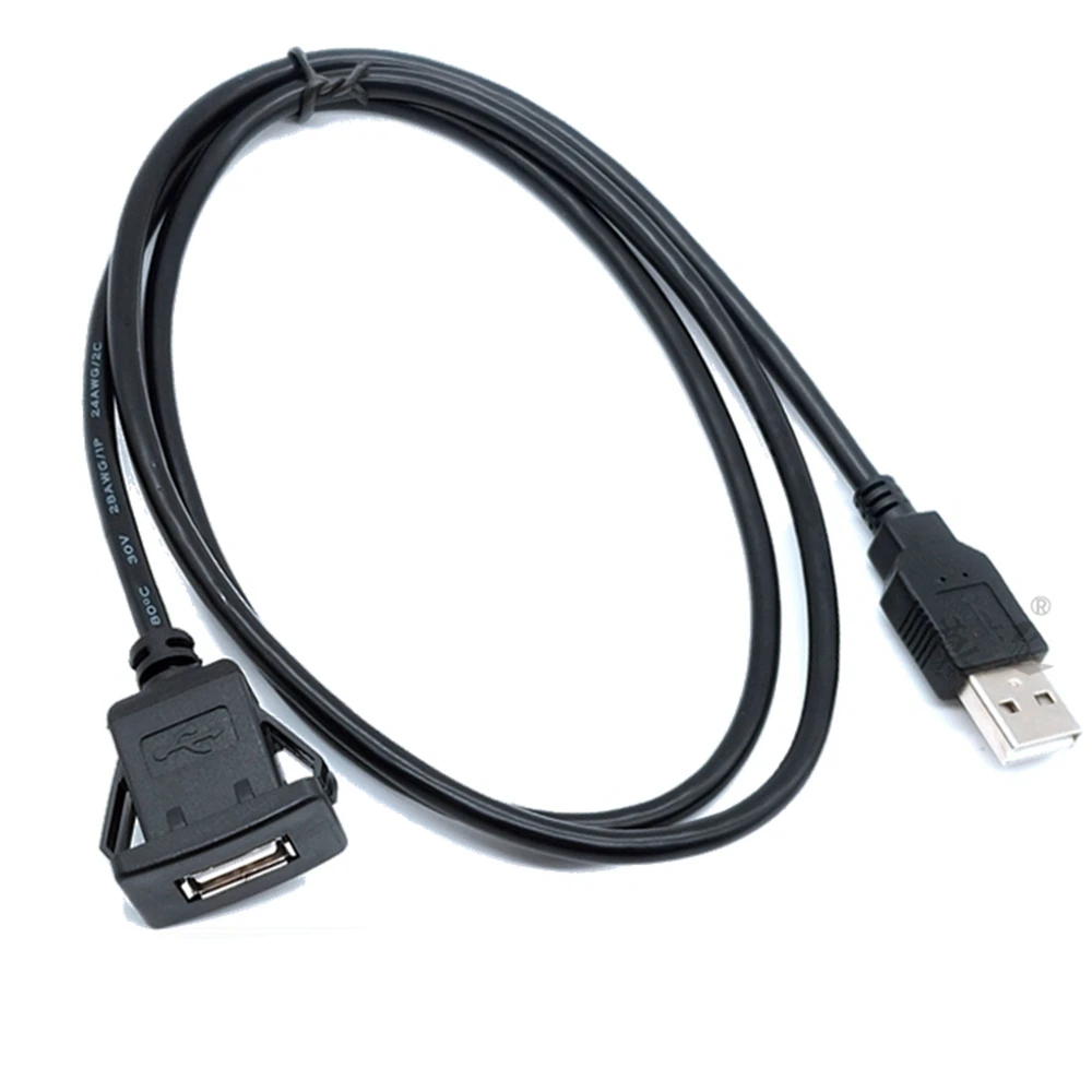 

1M 2M USB Male to Female AUX Flush Panel Mount Extension Cable for Car Truck Boat Motorcycle Dashboard (Square Head)