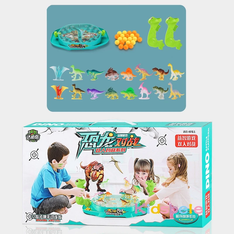 Children Catapult Marble Toy Dinosaur Battle Board Play Parent-child Double Game Machine Educational 2-player Battle Table Games