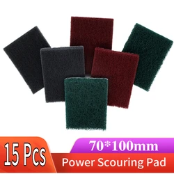 Heavy Duty Industrial Scouring Pad 70x100mm Hook and Loop Nylon Cleaning Grinding Cloth 240 to 800 Grit 15Pcs
