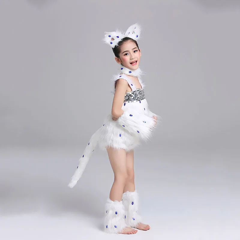 

Children Kitten Dance Costume Plush Cute Cosplay Cat Animal Stage Performance Suit Halloween Christmas Carnival Party Uniform