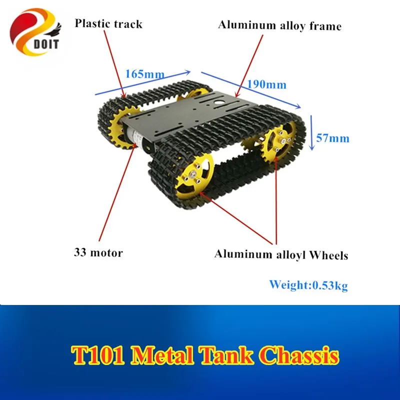 DOIT  Robot Tank Car Kit, mini T101, Robotic Tracked Chassis Model  Platform with 33GB-520 Motor for Arduino DIY Robotic