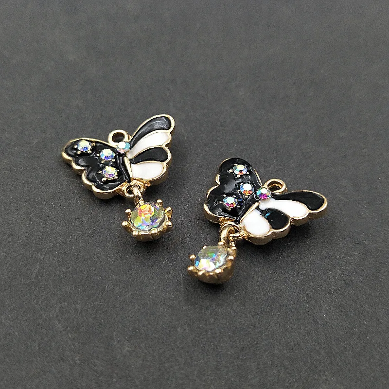 2021New 100Pcs Small Butterfly Pendant Rhinestone Button for DIY Hair Accessories and Wedding Earrings Decoration HZ762