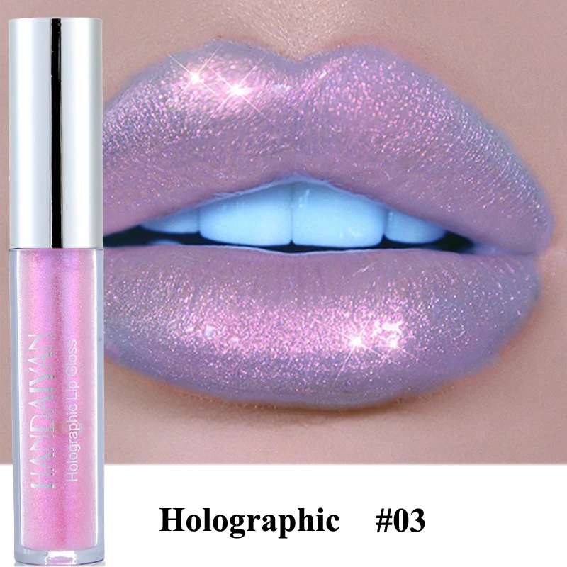 Brilho Labial Plumping de Longa Duração, Maquiagem Brilhante, Impermeável, Holográfica Matiz Sereia, Hidratante, Batom Líquido
