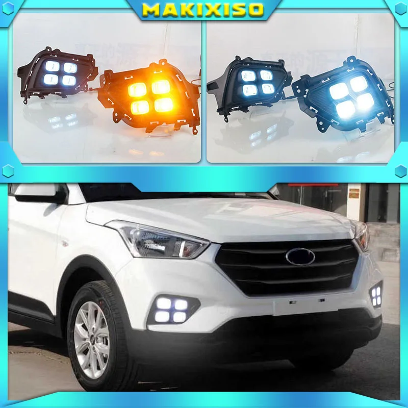 

1 Pair DRL LED Daytime Running Light fog lamp DRL with yellow turning signal lamp For Hyundai Creta IX25 2017 2018 2019 2020