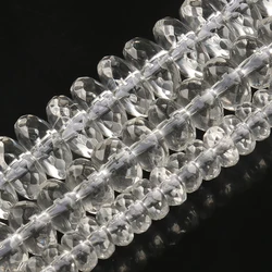 6/8/10mm Wholesale Faceted Clear Quartz Rondell Bead Crystal Glass Spacer Beads for Jewelry Making DIY Bracelets Gift for women