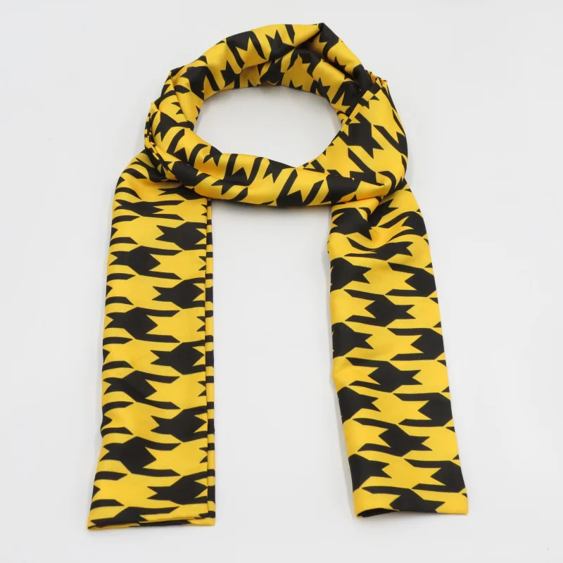 weiliboyin Yellow men\'s scarf black thousand bird pattern design fashionable and versatile women\'s long silk scarf