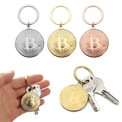 1 Pc Bitcoin Commemorative Collectors Coin Bitcoin Key Chain Copper Plated Alloy Bitcoin Key Ring Friends Gifts Decor