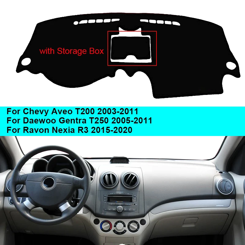 Wewnętrzna mata na deskę rozdzielczą do Chevrolet Chevy Aveo T200 2003-2011 Daewoo Gentra T250 2005-2011 Ravon Nexia R3 2015-2020