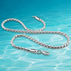 Wide 4MM 925 sterling silver snake necklace circular jewelry man chain. Simple fashion men necklace