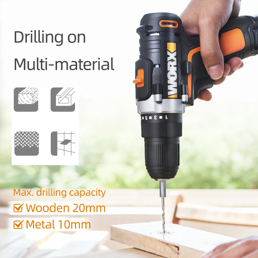 Worx 12V Mini Electric Drill WX128.1 Cordless Screwdriver DC Handheld Electric Drill Driver Rechargeable Power Tools Household