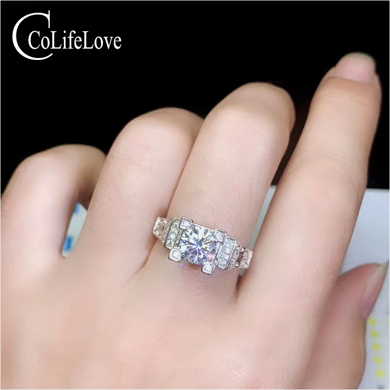 CoLife Jewelry Eiffel Tower Ring 1ct Moissanite Ring for Engagement 925 Silver Moissanite Wedding Ring Birthday Gift for Girl