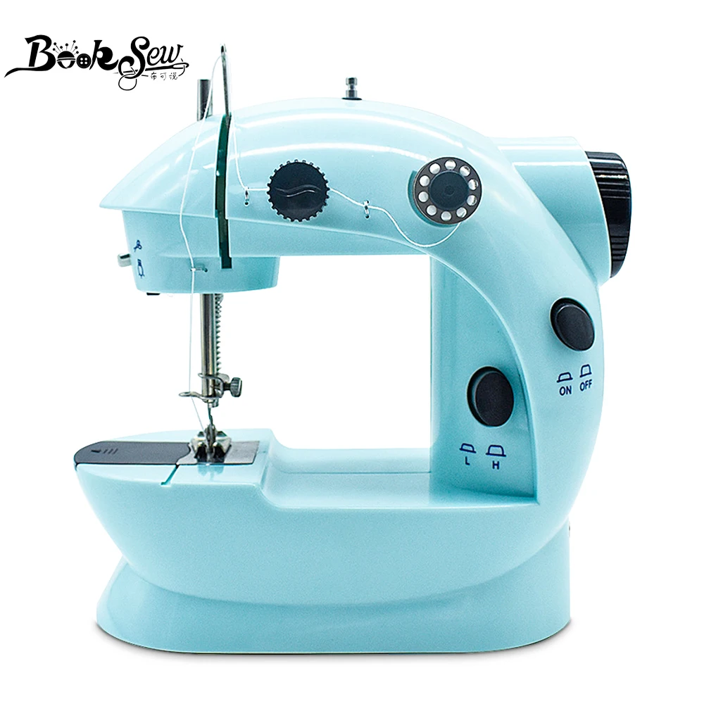 Booksew Mini Sewing Machine Portable Cutter Foot Pedal Straight Line Hand Table Night Light Two Thread Electric Winding Mending