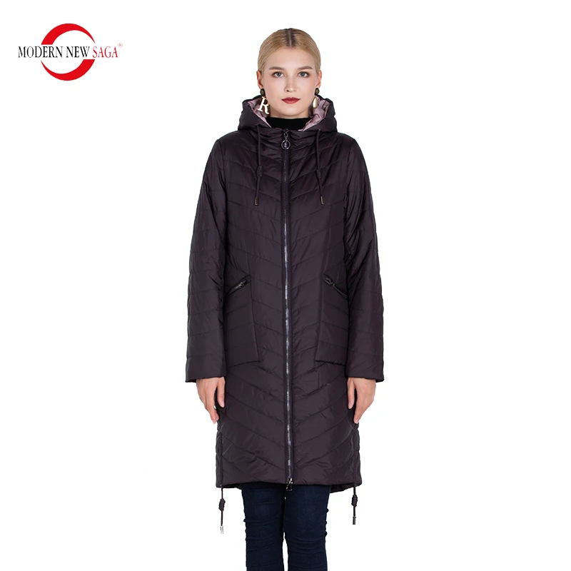 MODERN NEW SAGA 2023 Women Quilted Coat Long Jacket Autumn Cotton Padded Coat Parka Women Coats Overcoat Plus Size Winter Coats