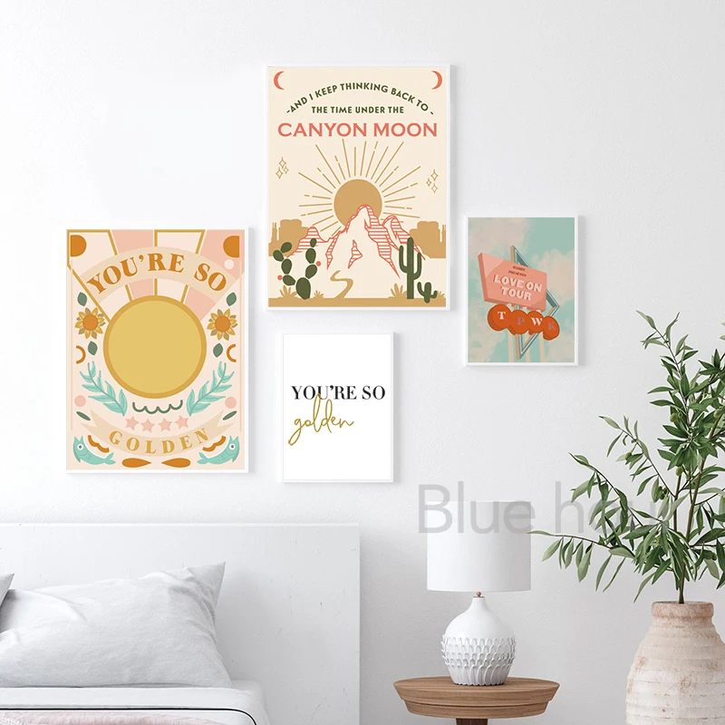 البوب المغني هاري ألبوم الذهبي يطبع ، كنت حتى الذهبي كلمات قماش اللوحة المشارك الموسيقى صور فنية للجدران ديكور غرفة المنزل #6