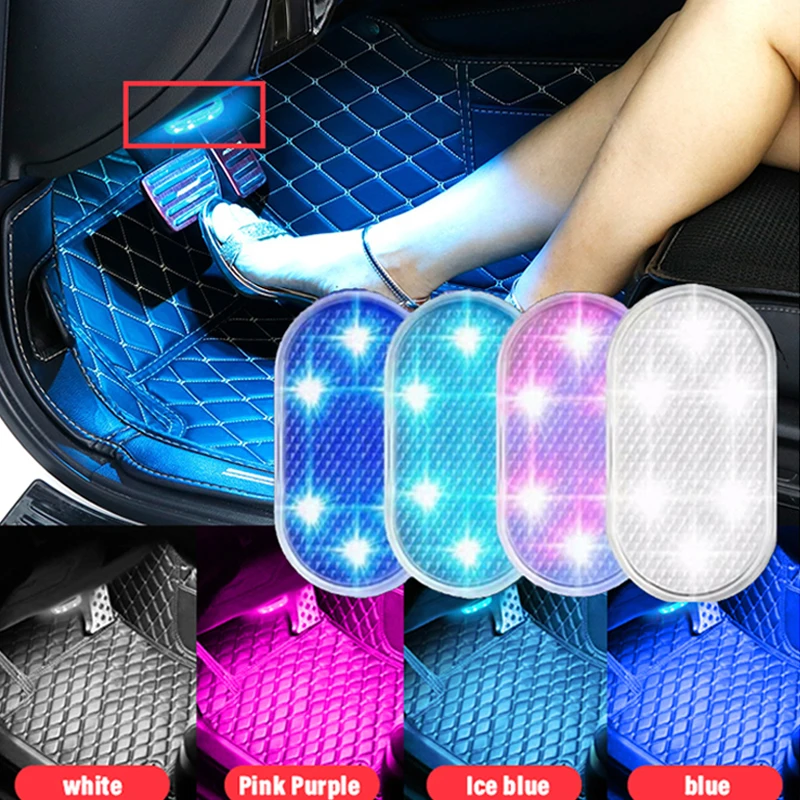 1Pcs Car Interior LED Sensor Light USB Rechargeable Touch Switch Light Auto Wireless Ambient Lamp Night Reading Light Car Light