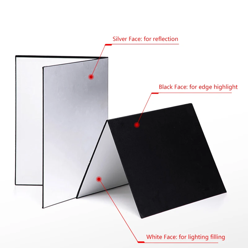 3 In1 Multipurpose Photography Collapsible Cardboard Foldable Reflector White Black Silver Reflective Paper Light Accessory