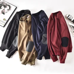 Autumn New Pure Cotton Terry round Neck Sweater Men 's Solid Color Sports Large Size Pullover Coat Tide