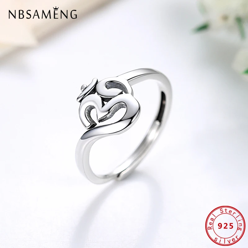 100% 925 Sterling Silver Ring Om Symbol Adjustable Finger Rings For Women Gift Luxury Fine Jewelry