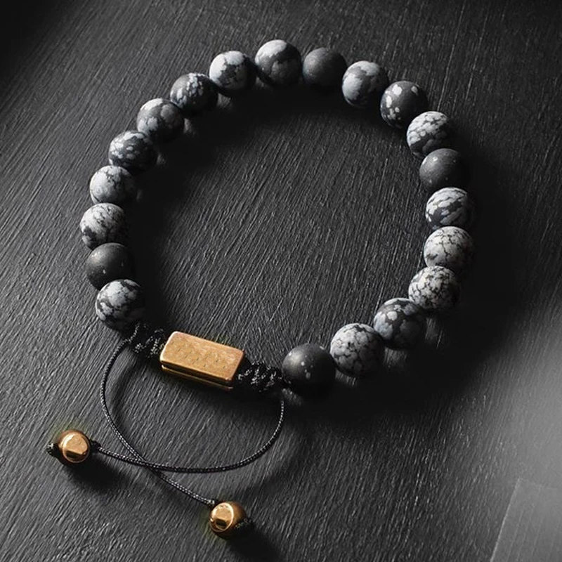 Luxury Natural Lava Stone Bead Bracelet Men Women Simple Handmade Adjustable 8mm Stone Bead Bracelet For Men Women Jewelry Gift