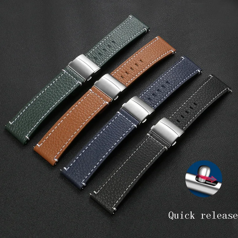 Lichee Pattern Cow Leather Strap 18 20 22mm Black Blue Soft Bracelet Suitable For Casio DW  Citizen Watch Accessories