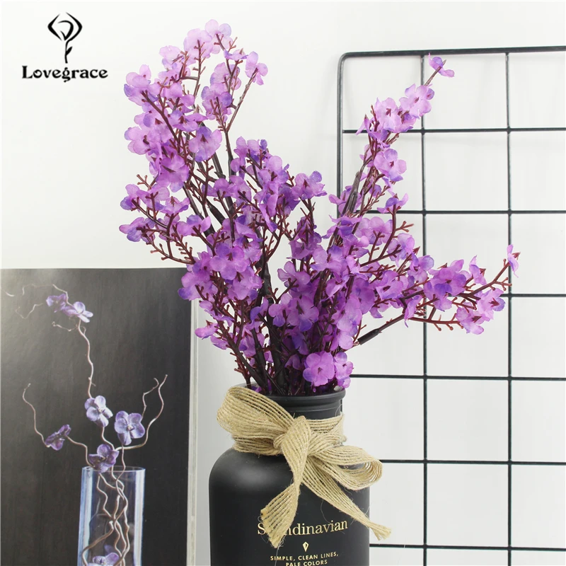 Purple Baby's Breath Flowers Artificial Flowers Cherry Blossoms Gypsophila Fake Plants DIY Wedding Bouquet Vases for Home Decor