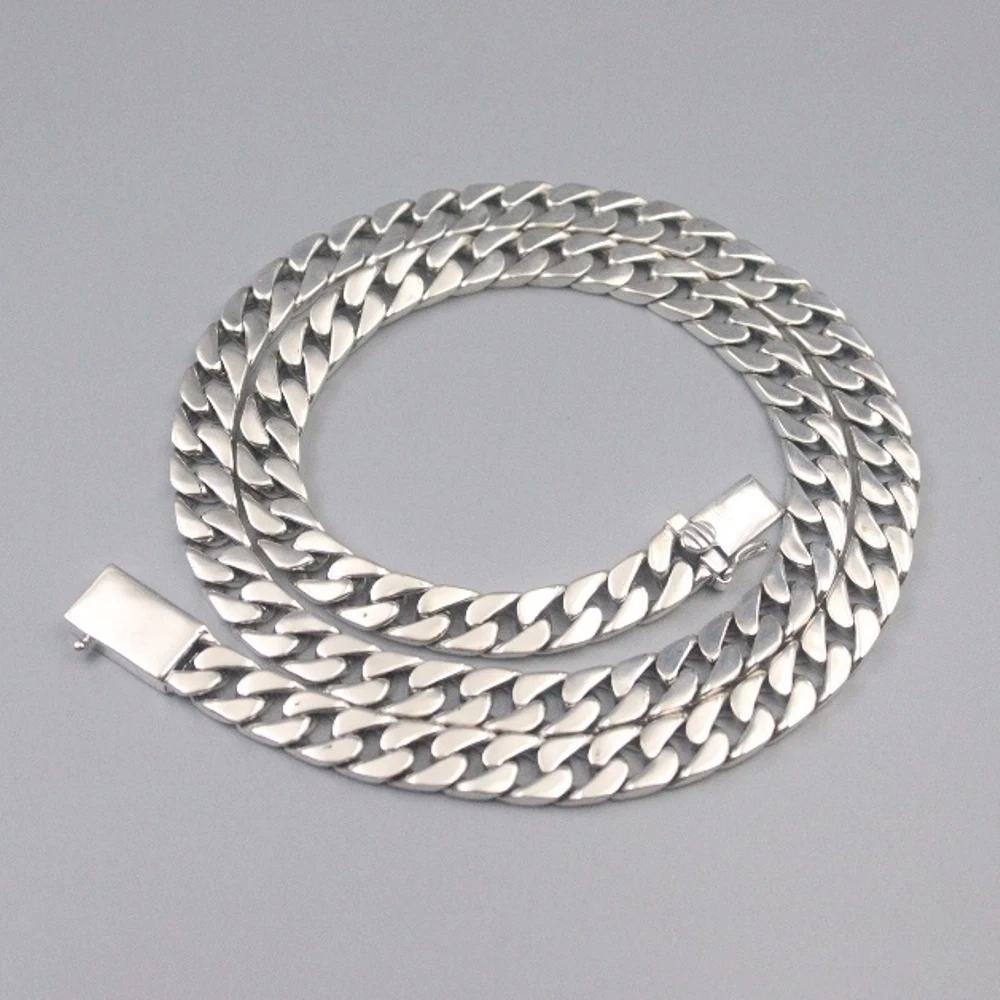 

Pure 925 Sterling Silver Necklace Width 8mm Curb Link Chain Necklace 55cm / 90-91g For Man Lucky Gift