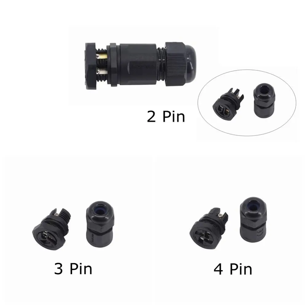 Outdoor M16 Waterproof Connector Plug Socket IP68 2/3/4Pin Electrical Screw Type Power Cable Connectors 380V 15A 2-8.5mm