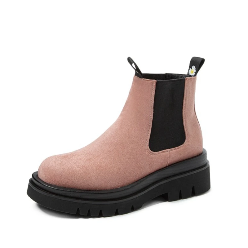 Donne Chelsea nuova caviglia in vera pelle taglia 43 stivali corti con fondo spesso piattaforma scarpe Casual da ragazza di alta qualità