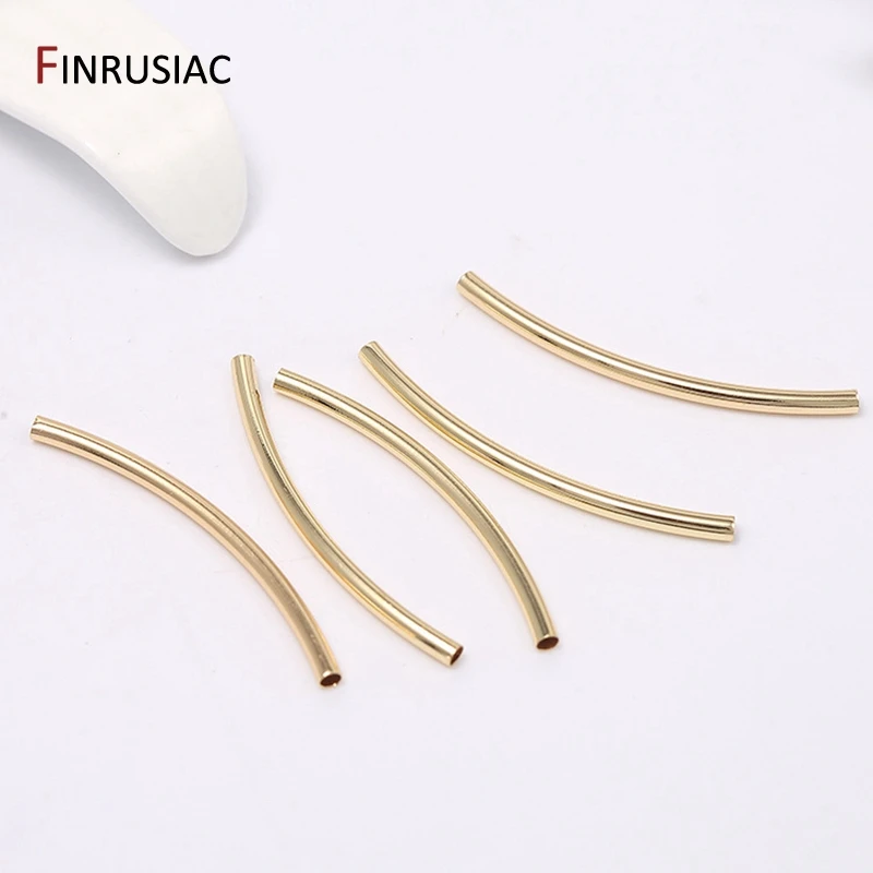 14k Gold Überzogene 35mm Langen Gebogenen Rohr Perlen Zubehör Für Schmuck Machen