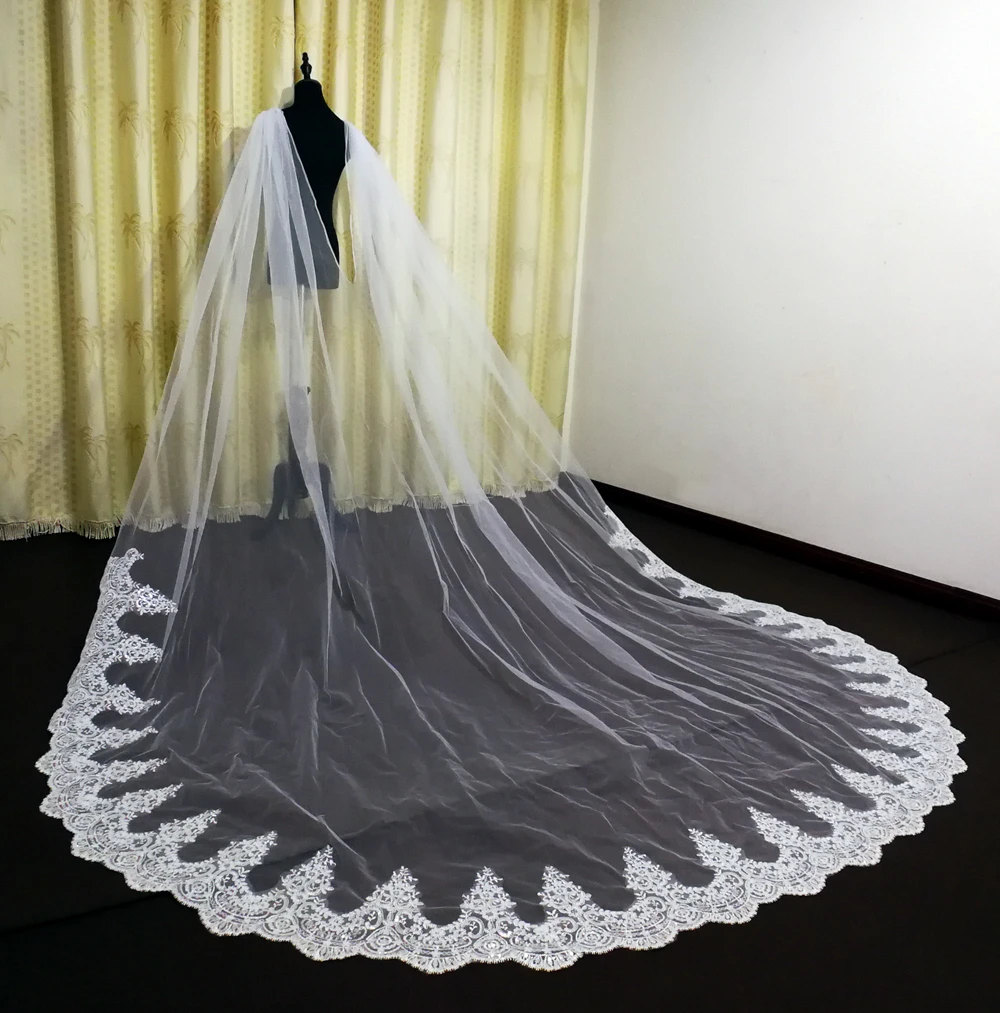 Real Foto 'S Wedding Cape Sluier Wit/Ivoor Bridal Schouder Sluier Tulle Lange Cape Mantel Sjaal Trim Bruiloft Accessoires