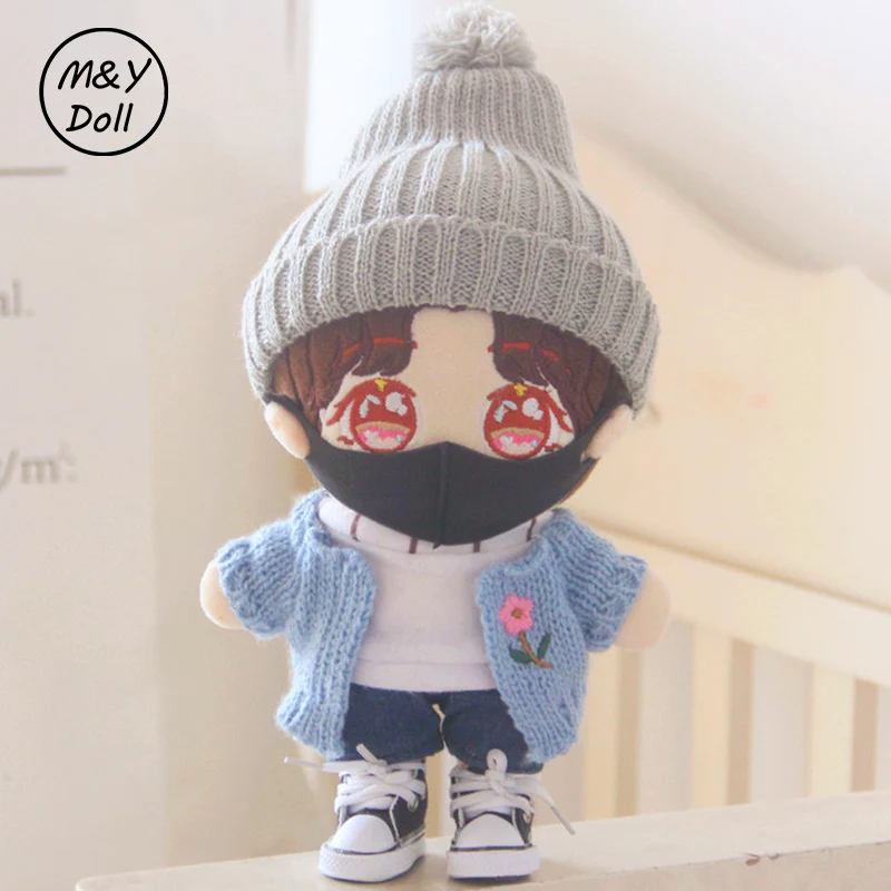 20CM Doll Clothes Sweater Mask Kpop Idol JIMIN Jennie Lisa Sean Xiao Yibo Wang Cardigan T-Shirt Hat Dolls Accessories