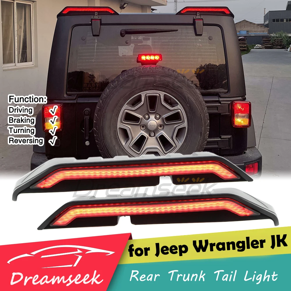 Clear Lens Car LED Rear Driving Brake Trunk Spoiler Tail Light for Jeep Wrangler JK 2007-2017 White Reversing Warning Lamp