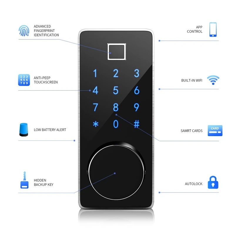 Bluetooth Smart Door Lock Keyless Deadbolt Lock Tuya App Remotely Handle Free Reversible Auto-Lock For Home Apartment