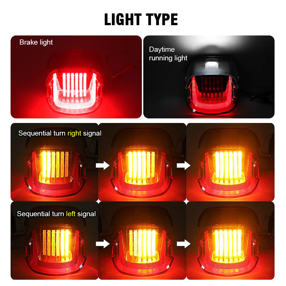 Newest Design Rear Brake,Runing Lights Motorcycle LED Taillight for Harley Sportster XL883 XL1200C Softail Touring Road Glide