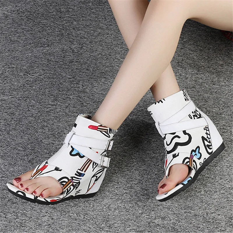 Women Denim Sandals Summer Casual Wedge Shoes Ladies Beach Flip Flops Height Increasing Sandalias Mujer Camouflage Wedges