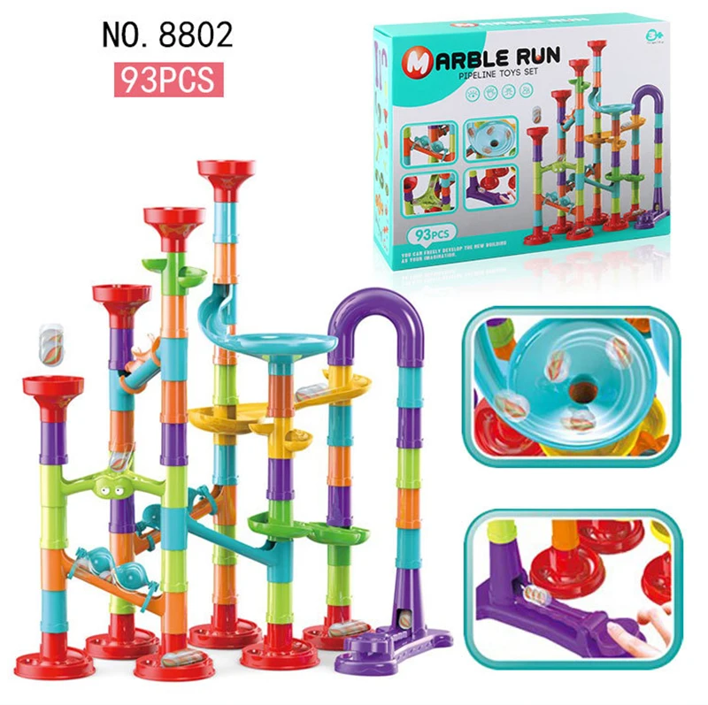 Diy Track Pijp Bouwstenen Speelgoed Voor Baby Marmeren Run Bouw Set Voor Kinderen Doolhof Bal Roll Speelgoed Nieuwe Jaar kerstcadeau