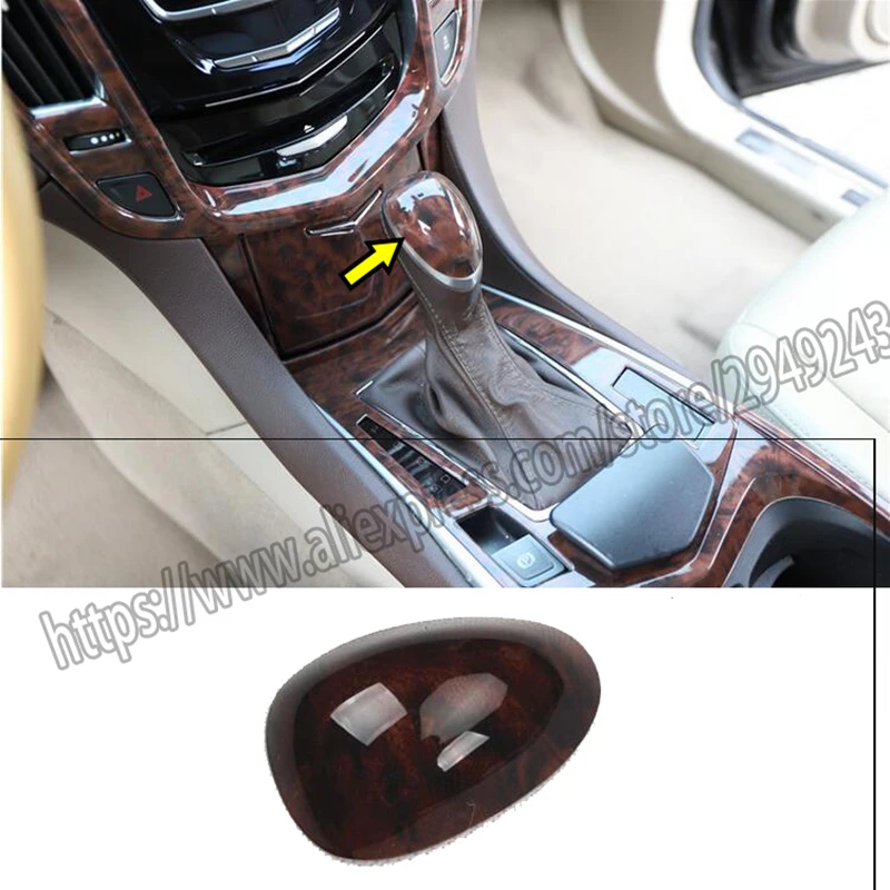 

ABS Wood Grain Console Gear Shift Knob Cover Trim 1pcs For Cadillac SRX 2013-15