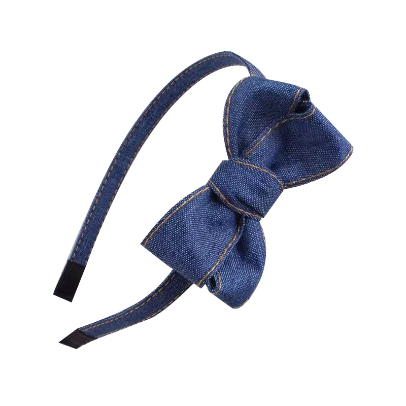 Girl\'s Bow-knot  Denim Hairband Bow Headband  Hair Bands Blue Denim Leisure Headbands Girls Women Barrette Hair Accessories