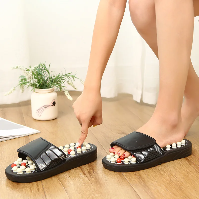 2024 Human Body Acupoint Men's Massage Slippers Open Toe Non-slip Reflexology Comfortable Flat Healthcare Flip Flops Plus Size