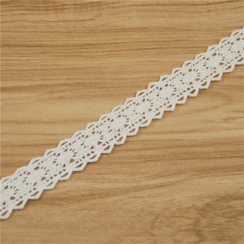 FASMILEY Wholesale 20mm Cotton Lace Trim Ivory Net Lace Ribbon DIY Lace Fabric Trimmings Waving Flower Applique 400yards LC217-R