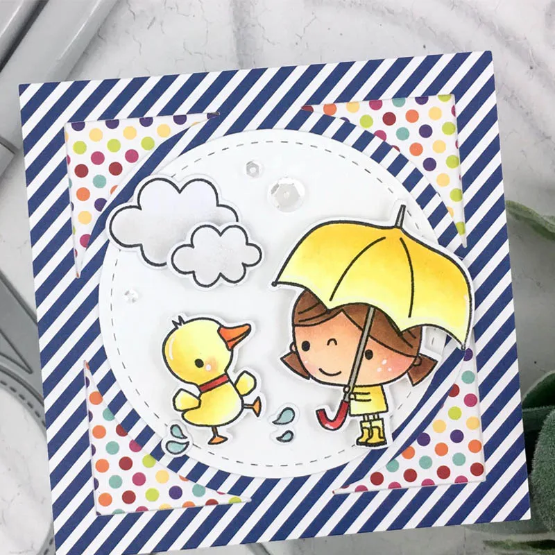 Make A Splash Stamp and Die Sets 2021 Happy Kids Playing Wih Duck Transparent Clear Silicone Stamp Cutting Dies Set