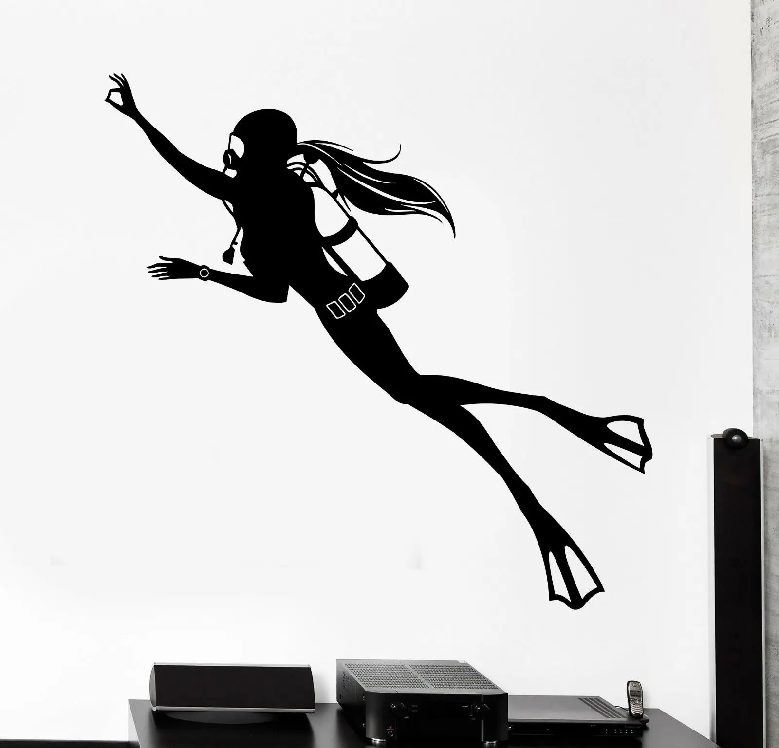 2019 New  Wall Stckers Sport Scuba Diver Diving Girl Female Woman Vinyl Decal