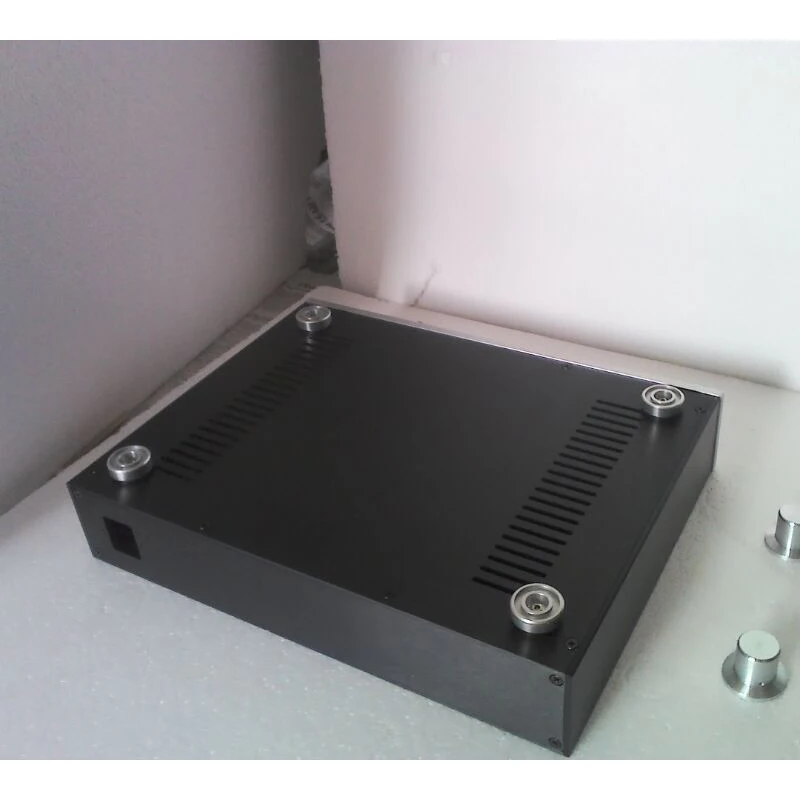 อลูมิเนียมPower Amplifierแชสซี3807 Preampกรณีเชลล์Audioกล่องเครื่องขยายเสียงEnclosureลูกบิด380*72*288มม.