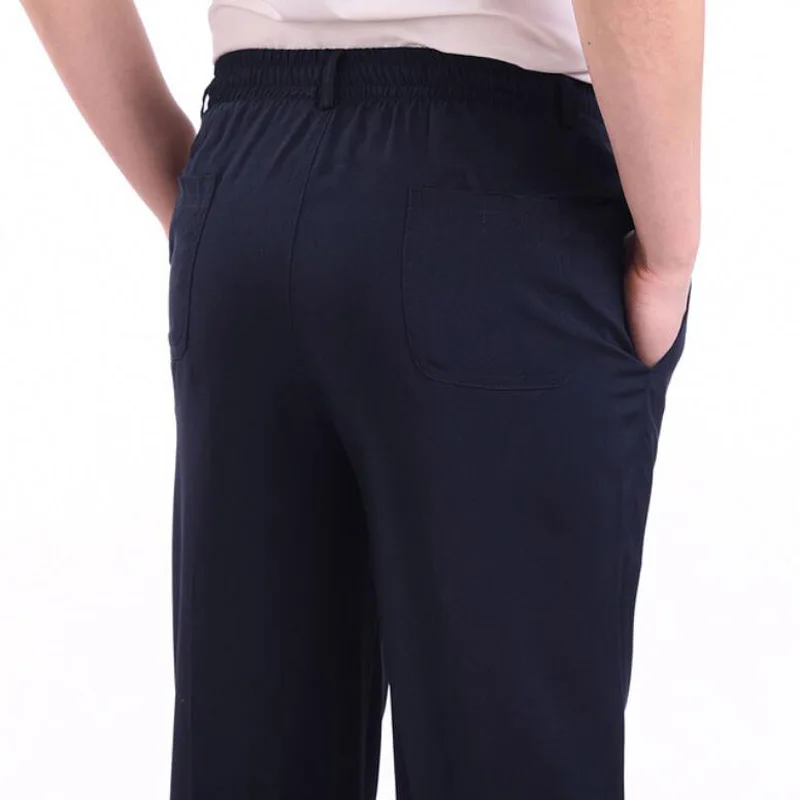 Plus size Big 8XL 9XL 10XL men suit pants summer man casual home pants Stretch loose pants Elastic waist thin Trouser khaki blue