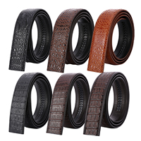 Mens Leather Belt Strap Ratchet Automatic Waistband No Buckle Only Strap