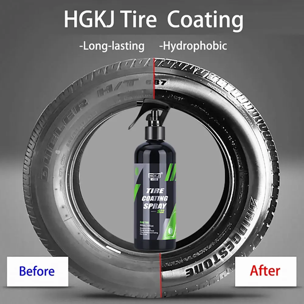 HGKJ S22 Black Car Tire Blackening Shine чернение шин Ceramic Coating Spray Liquid Refurbishing Agent Auto Washing Accessories